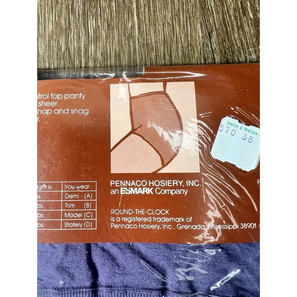 Vtg Round The Clock Control Top Pantyhose Heather Purple Size Model NIP 80s